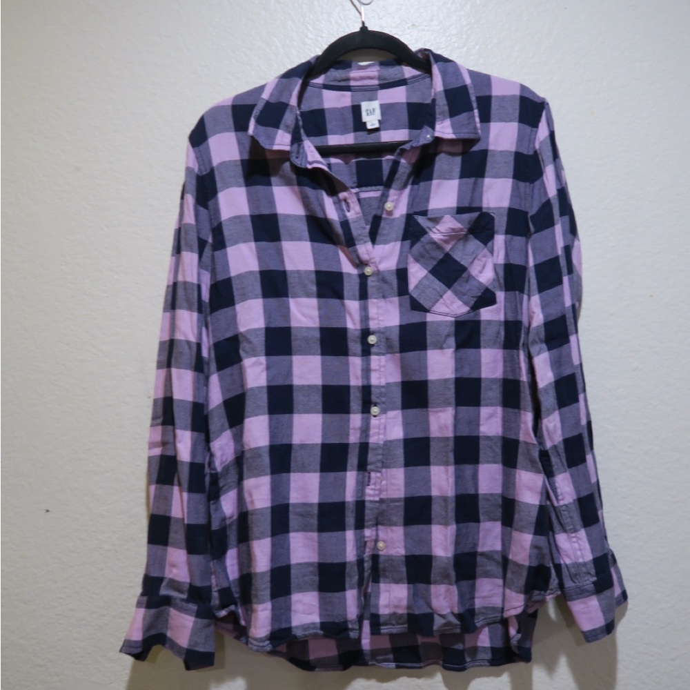 GAP Pink and Navy Checkered Shirt